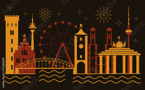Travel to Germany Poster with Night Skyline