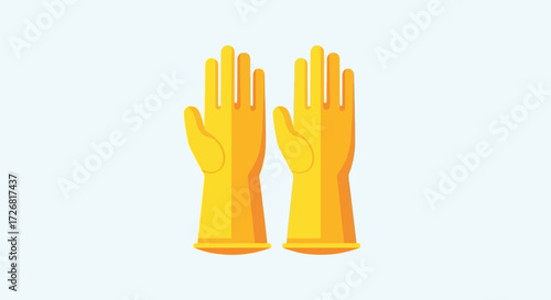 Pair of bright yellow work gloves, depicted in a flat design style, showcasing a simple, clean aesthetic.