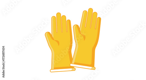 A pair of yellow rubber gloves, displayed side-by-side on a white background.