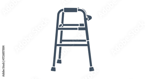 Silhouette of a medical walker, showing its frame and handles.