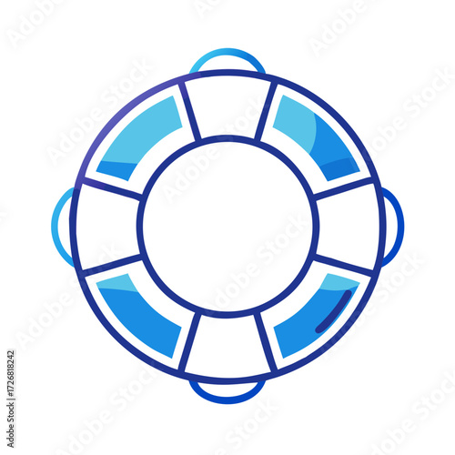 Lifebuoy icon in flat design with blue colors and circular shape  