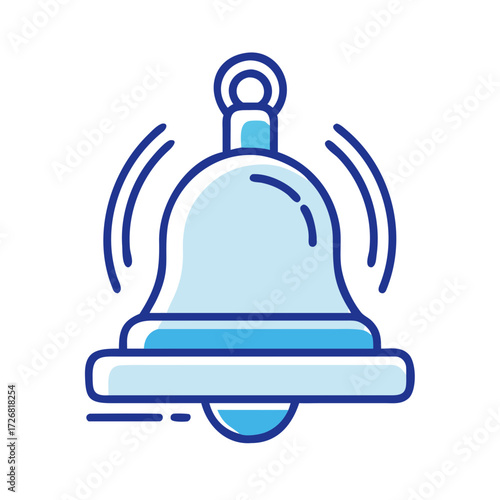Bell icon with ringing sound in blue color and modern design  