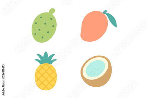 Fruits in bright colors displayed in a simple and charming design suitable for various themes and decorations