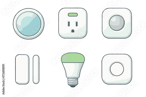 Smart home device icons showing modern technology for energy efficiency and convenience