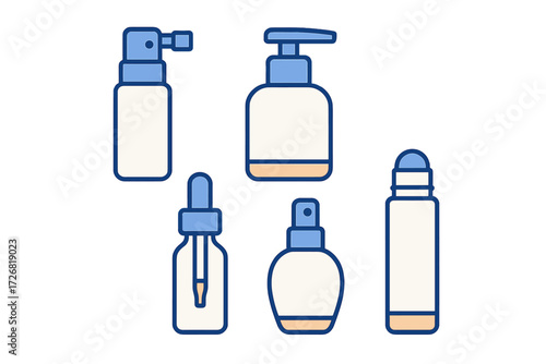 Collection of skincare and beauty products displayed on a flat surface with various designs and functionalities