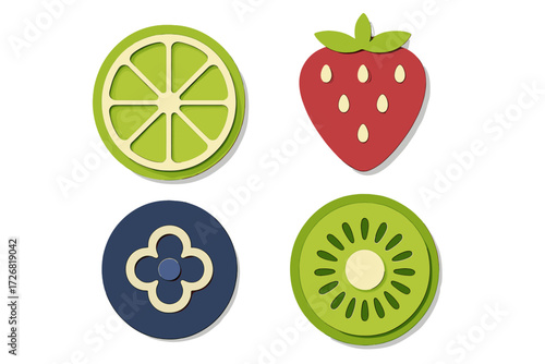 Colorful fruit-shaped coasters in vibrant designs ideal for table settings or kitchen decor