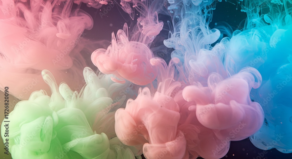 Obraz premium Vibrant pastel ink swirls create mesmerizing abstract art, perfect for modern design backgrounds