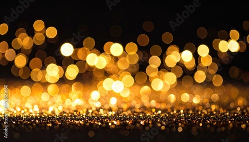 Golden bokeh lights on a dark background
