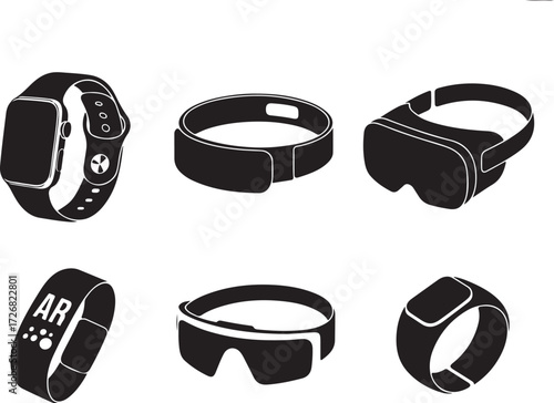 Modern wearable tech collection smartwatches VR AR glasses