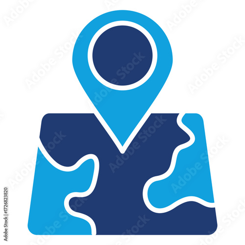 Map Flat Blue Icon