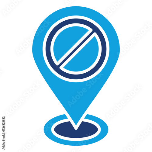 No Location Flat Blue Icon