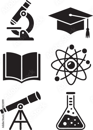 Science and education icons for discovery and learning