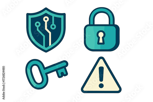 Security symbols representing digital protection and safety measures in the technology world