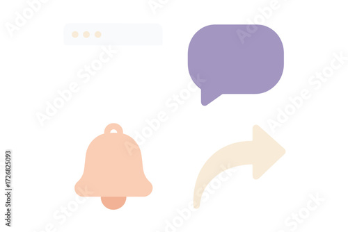 Colorful icons representing notifications, messages, and actions in a modern digital interface