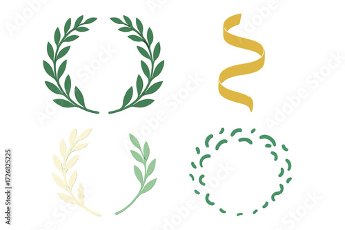 Decorative leaf and ribbon designs perfect for crafts or digital projects showcasing nature-inspired elements