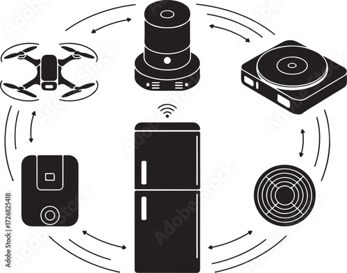 Smart home devices network connected ecosystem concept