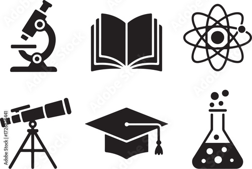 Science education icons for learning and discovery