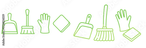 Cleaning tools and supplies arranged in a clean and organized manner for an effective cleaning routine
