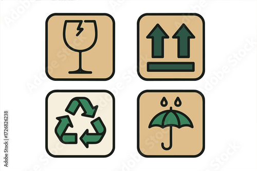Symbols for waste management and recycling practices displayed on signboard for public awareness
