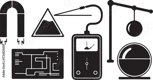 Science experiment icons for education and research