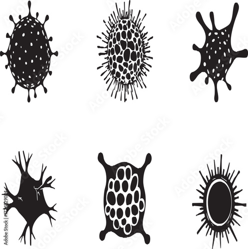 Vector art of botanical silhouette set of sea plants