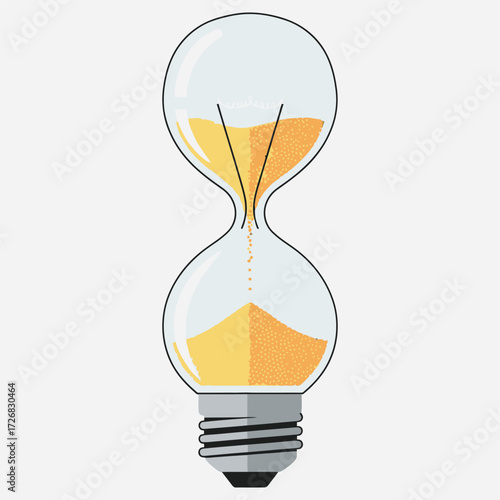 Hourglass lightbulb fusion representing the essence of time-bound creativity, brainstorming, and the spark of new ideas and intellectual development