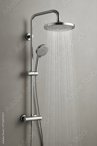 Contemporary Chrome Square Rainfall Shower System with Handheld Spray, Riser Rail, and Thermostatic Control