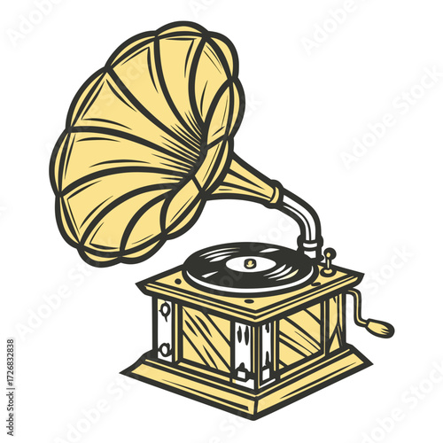 old gramophone isolated on white