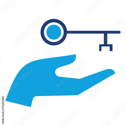 Authentication Key Flat Blue Icon