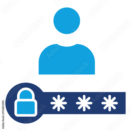 Secure Login Flat Blue Icon