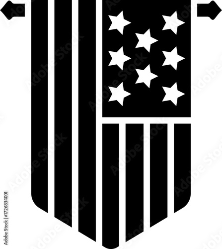 Made in uk a Hanging american flag pennant vector icon glyph style.