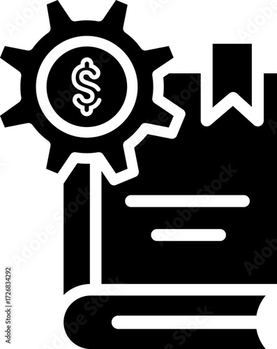 Financial Management Guide: Gear Icon, Book, Dollar Coin, Bookmark