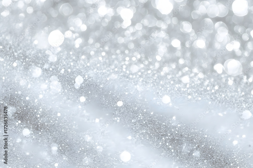 Fototapeta premium Sparkling silver glitter bokeh sparkle light