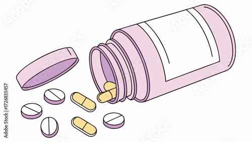Isolated vector illustration of a metal can of pills or vitamin capsules for health and medicine