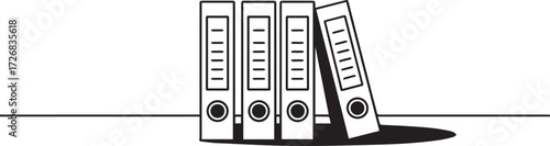 Illustration of four ring binders in a row
