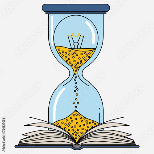 Time is Precious, Illustrating the Value of Learning and Ideas through an Hourglass and an Open Book