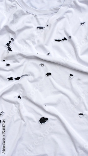 White T-shirt with distressed holes