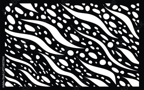 Abstract pattern with wavy lines and scattered circles