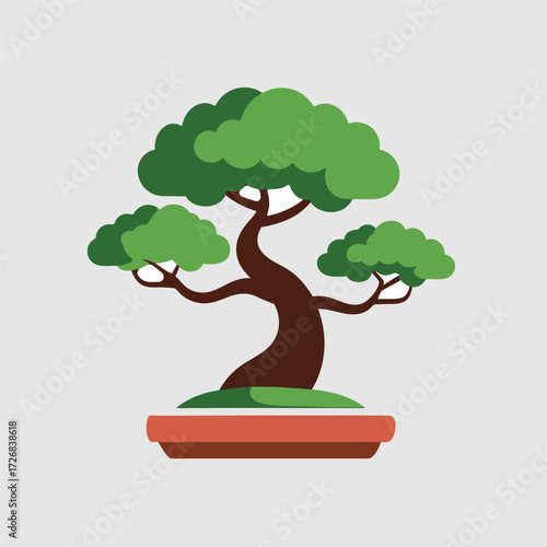  Bonsai tree vector icon on white background
