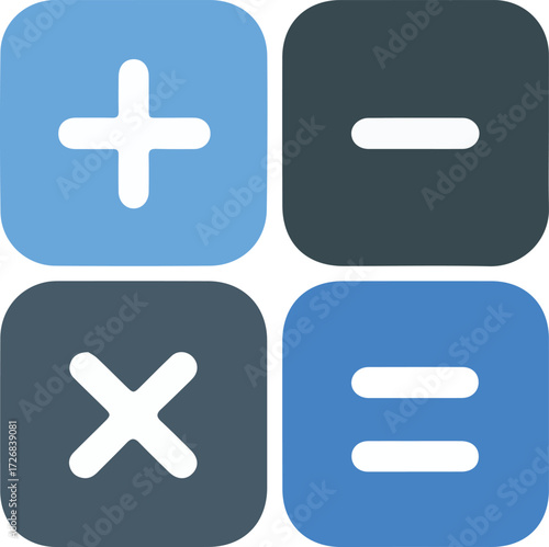 Vector art of calculator app icon featuring mathematical symbols