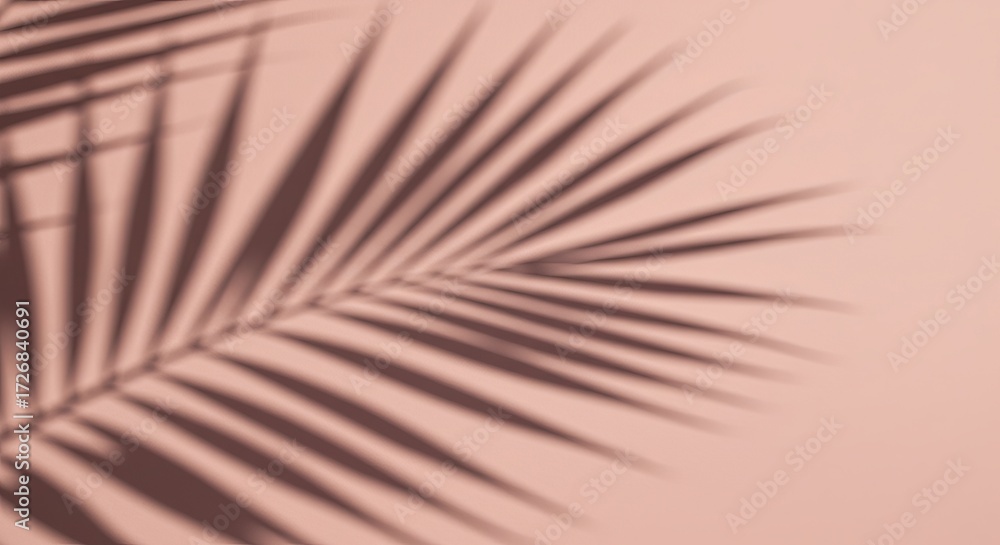 Fototapeta premium Soft palm leaf shadow overlay creates a serene, natural backdrop for modern design