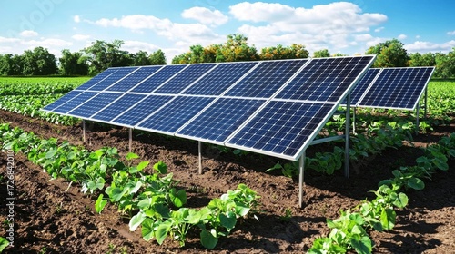 Agrovoltaics fosters simultaneous agriculture and solar energy generation.