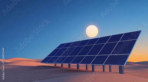Solar panels harness renewable energy technology under the rising sun.