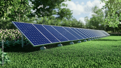 Bright sunlight illuminating solar panel array.