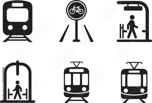 Modern transit icons for urban commuting and travel needs