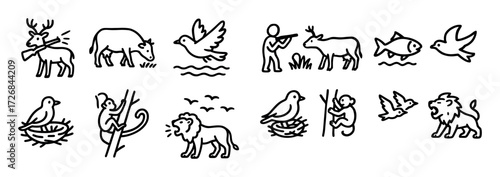 Wildlife Activity Doodle Icons