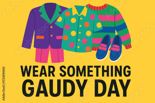 Wear Something Gaudy Day Flat Vector Illustration with Clothing Icon