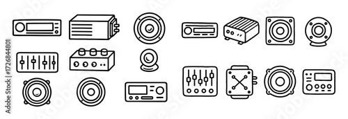 Car Audio Doodle Icons