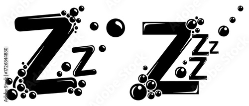 Comic “Zzz” bubbles with drifting sleep particles – fun bedtime snore sound cartoon typography icon
