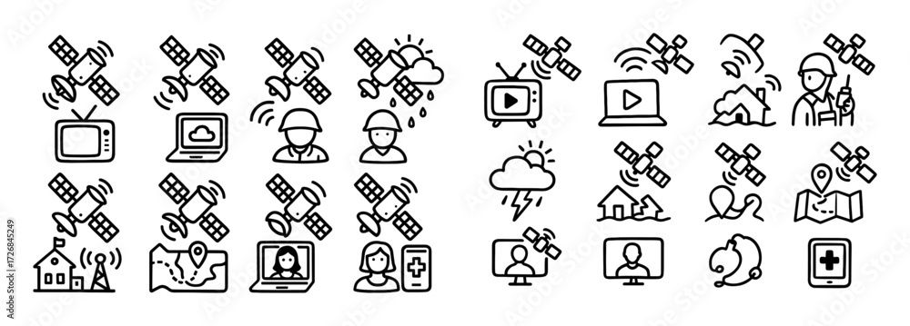 Fototapeta premium Satellite Communication Doodles